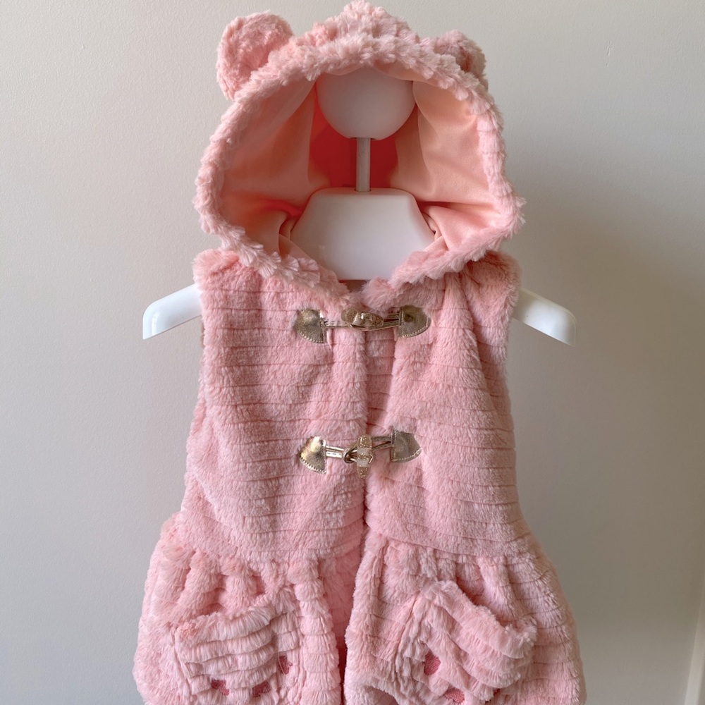Little Lass Pink Fur Vest with Hood